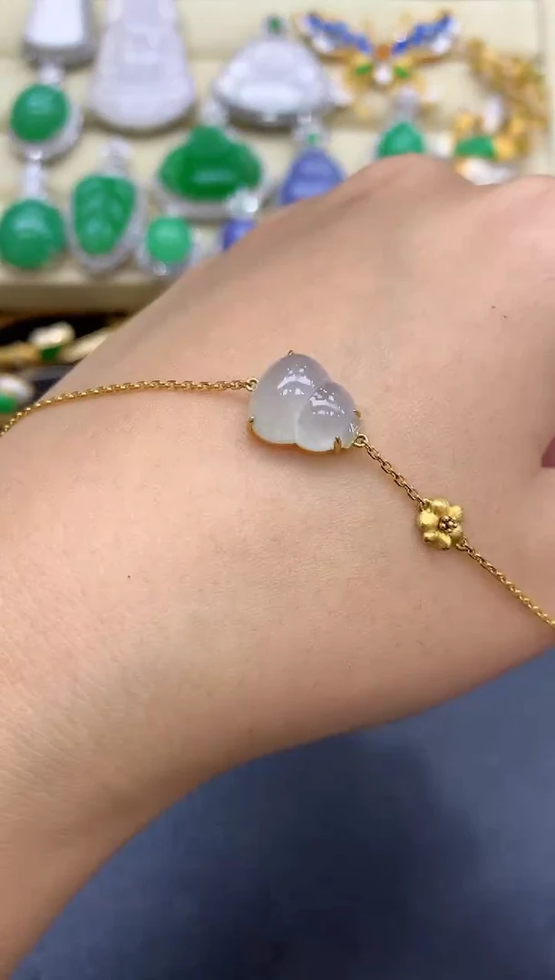 18K金镶嵌手链翡翠222-中国好珍宝