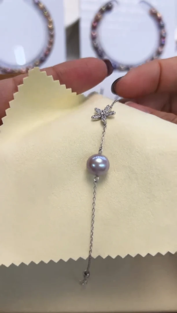 银S925镶嵌手绳淡水珍珠单珠手链