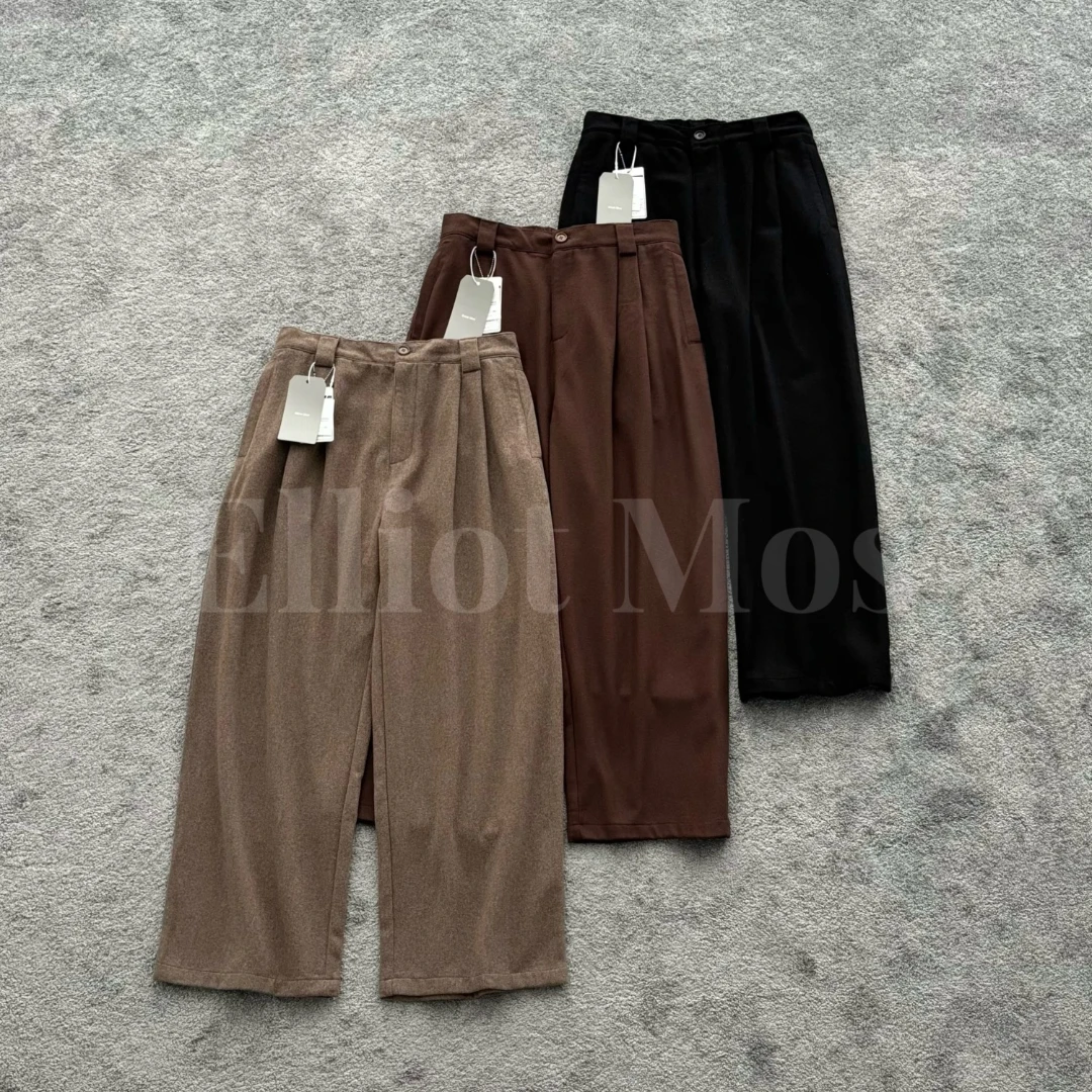 Elliot Mos 绵羊毛混纺~Casual Pants 420g松紧腰直筒西裤-1465