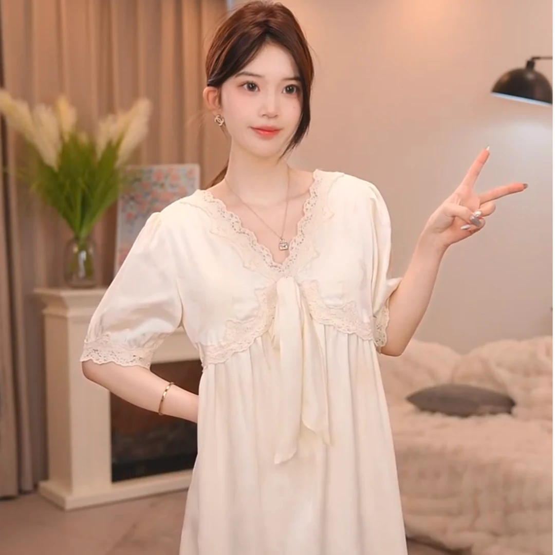 板栗小姐【告白】睡裙女新款短袖气质风简约干净家居服可外穿