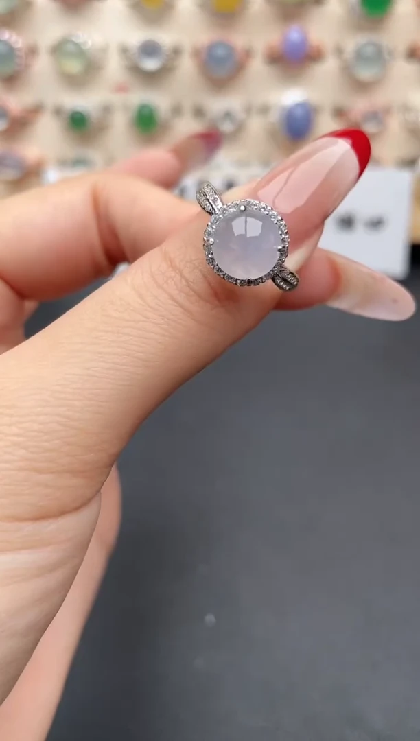 【闪购商品】翡翠戒指银S925镶嵌一物一证一礼盒