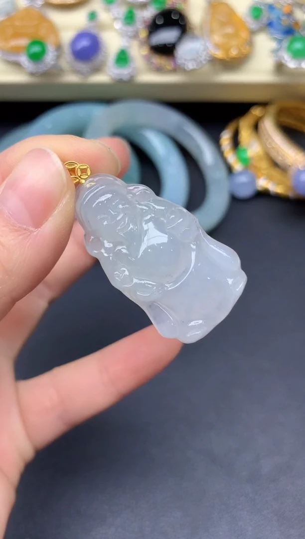 颈饰18K金镶嵌翡翠30-雪姐翡翠天天见
