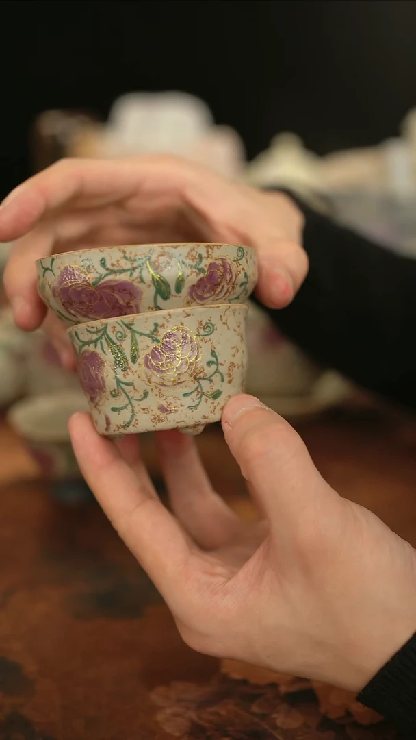 摩吉陶陶闪拍链接 花开倾城青花火石红焦糖釉过滤组