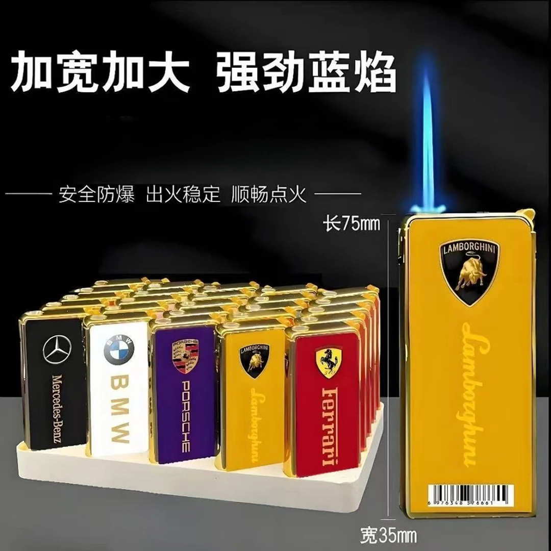 2025新款高档金属大容量防风加厚可充气蓝焰直冲打火机耐用送男友
