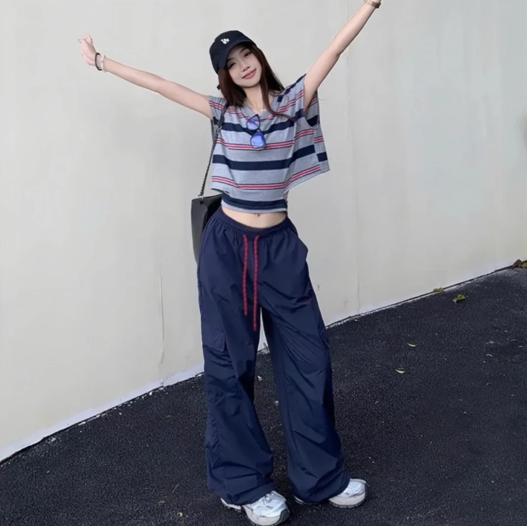 【早拍早发】新款高级酷帅风美式运动速干设计感工装阔腿裤显瘦