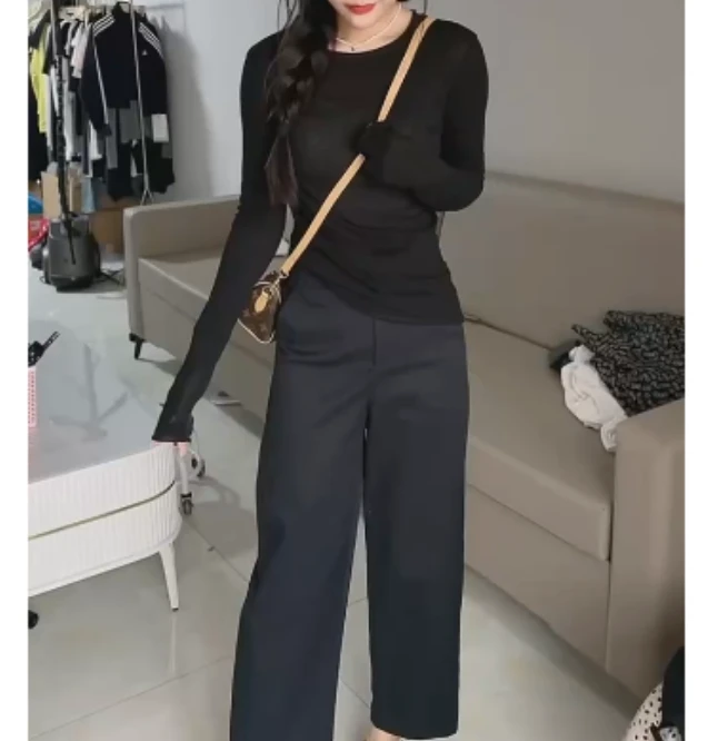 2025夏季新款网红同款洋气韩版潮流设计感打底衫裤子两件套v-o