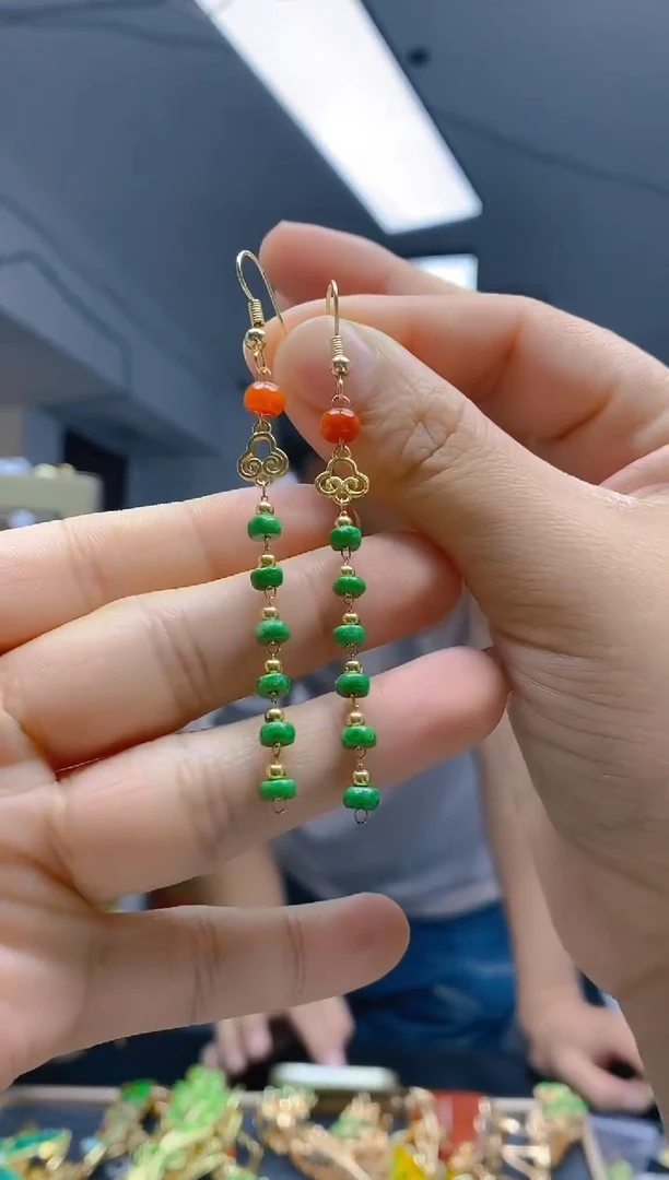 【闪购商品】翡翠耳饰合金0386翡翠耳钩