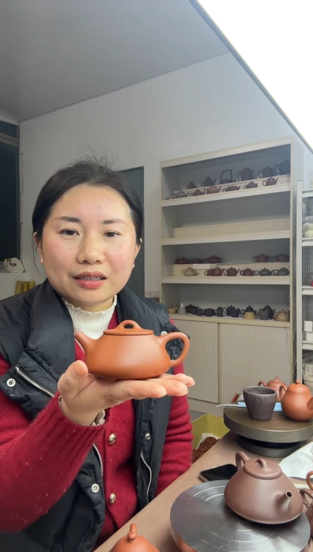 茶壶朱泥1**0平盖石瓢140cc（原矿赵庄朱泥）