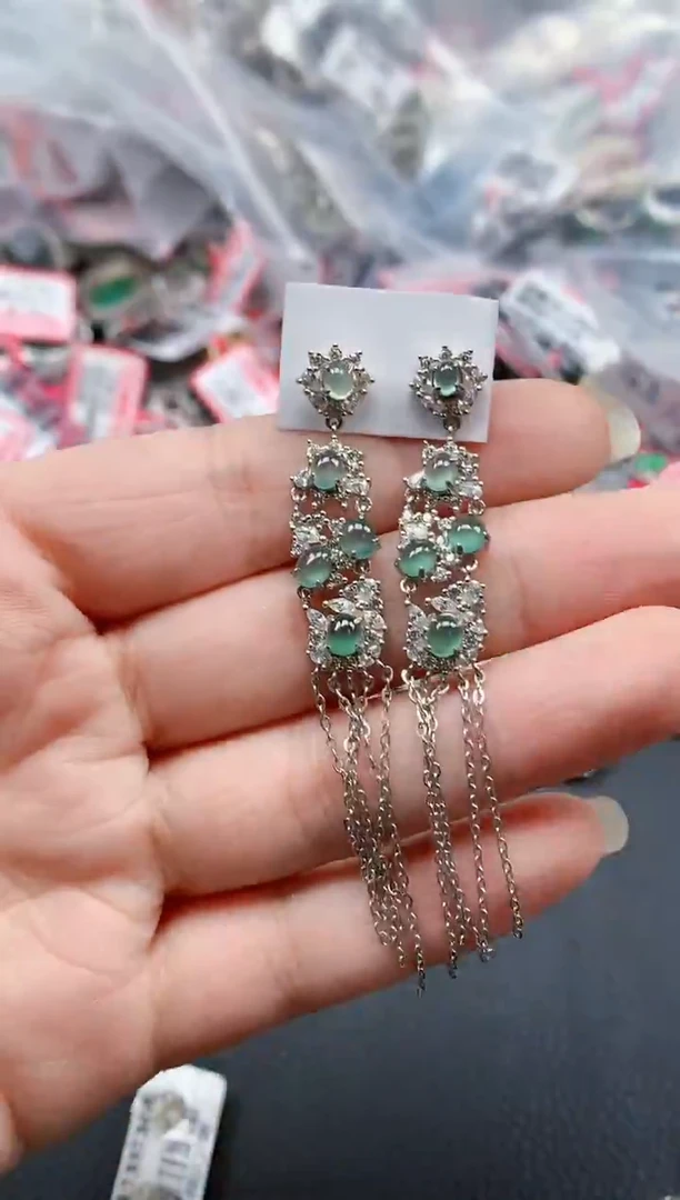 银S925镶嵌戒指翡翠天然A货缅甸翡翠