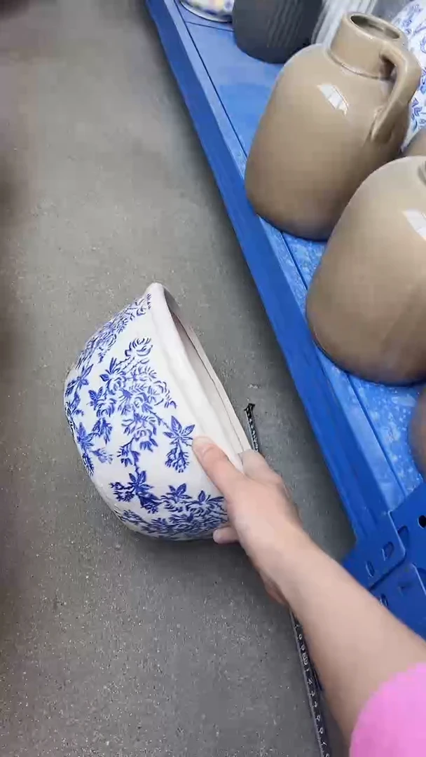 【闪购商品】陶瓷有孔花盆高13cm内口22.5cm