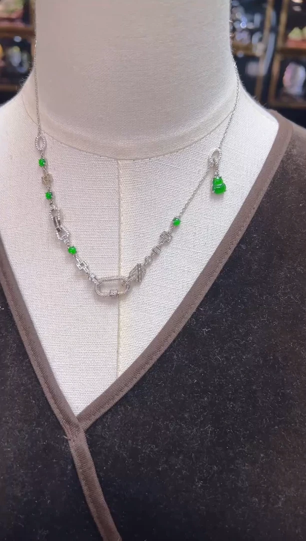 翡翠银S925镶嵌项链062(多样性发货发其一)