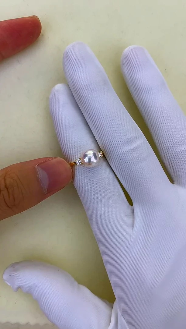 银S925镶嵌DA海水珍珠 GD283 戒指 7-8