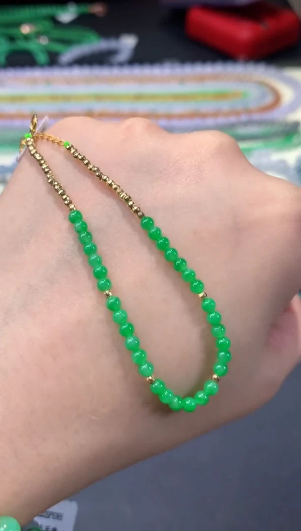 18K金镶嵌手串翡翠A502|9800