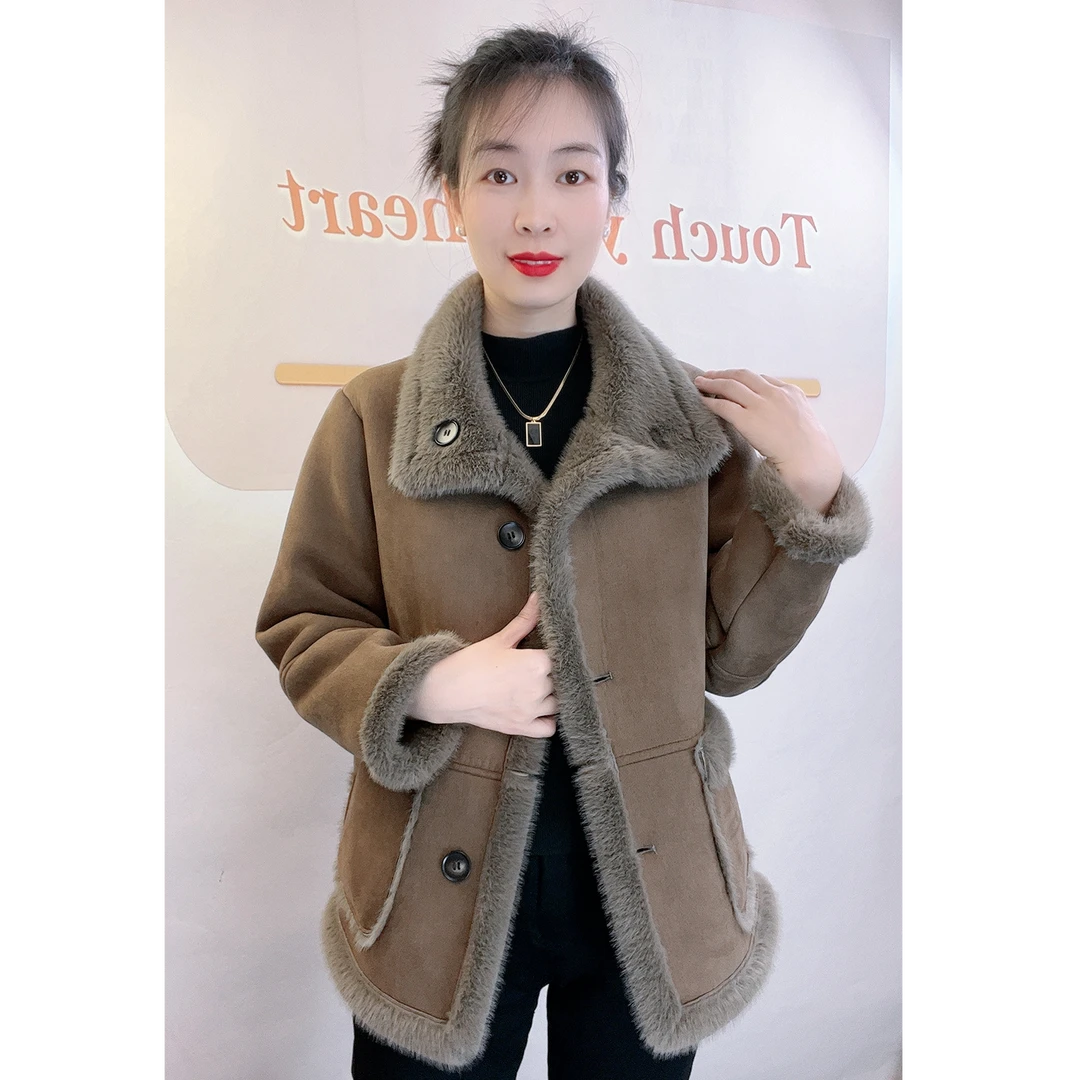 （2面穿）2025新款皮毛一体加厚外套