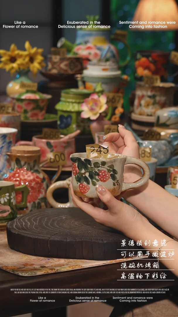 陶瓷景德镇高温釉下彩绘设计师款式