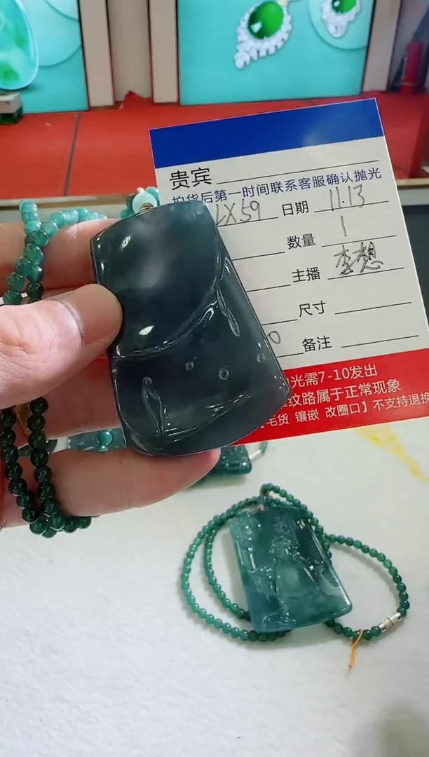 未镶嵌定制翡翠LX59翡翠吊坠带珠链-多样性发其一