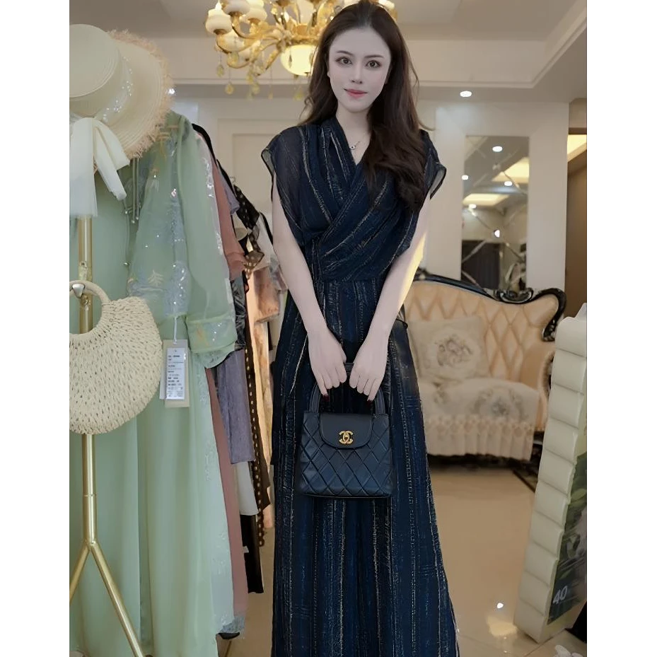 2025夏季新款时髦洋气设计感上衣阔腿裤两件套