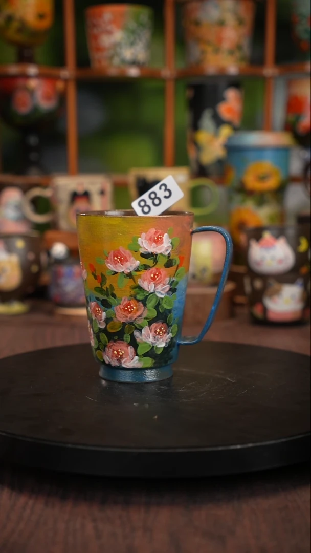 釉下手绘陶瓷紫砂杯