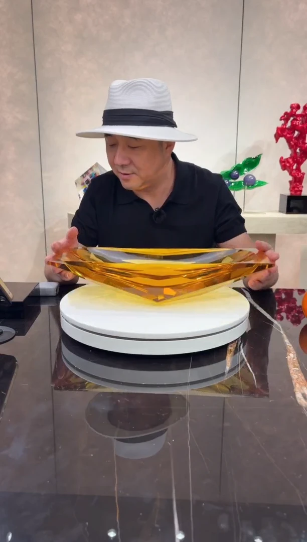 摆件琥珀金冰湖艺术琉璃摆件