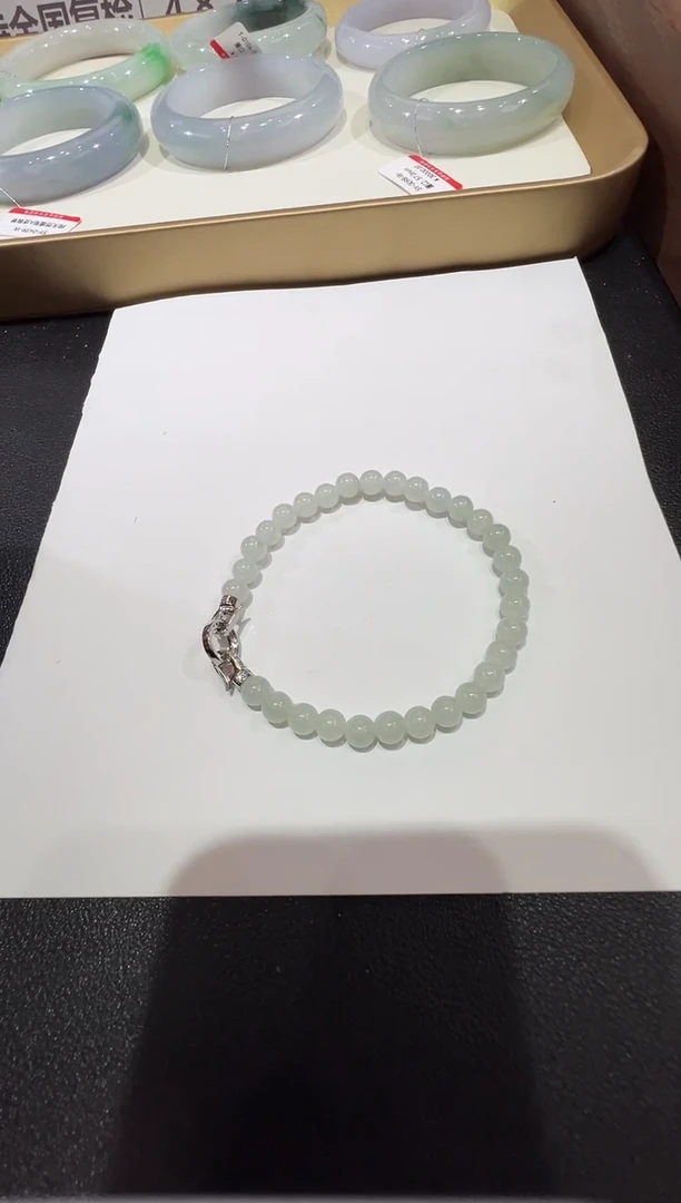 未镶嵌手链翡翠-纯天然缅甸A货翡翠小米珠手串-6mm