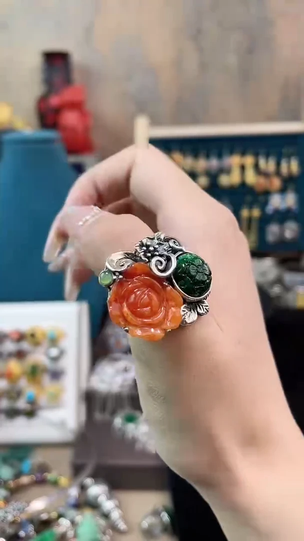非遗手工花丝镶嵌戒指小