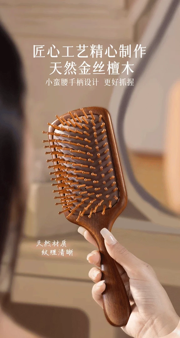 檀木气垫按摩梳防静电卷发梳大号