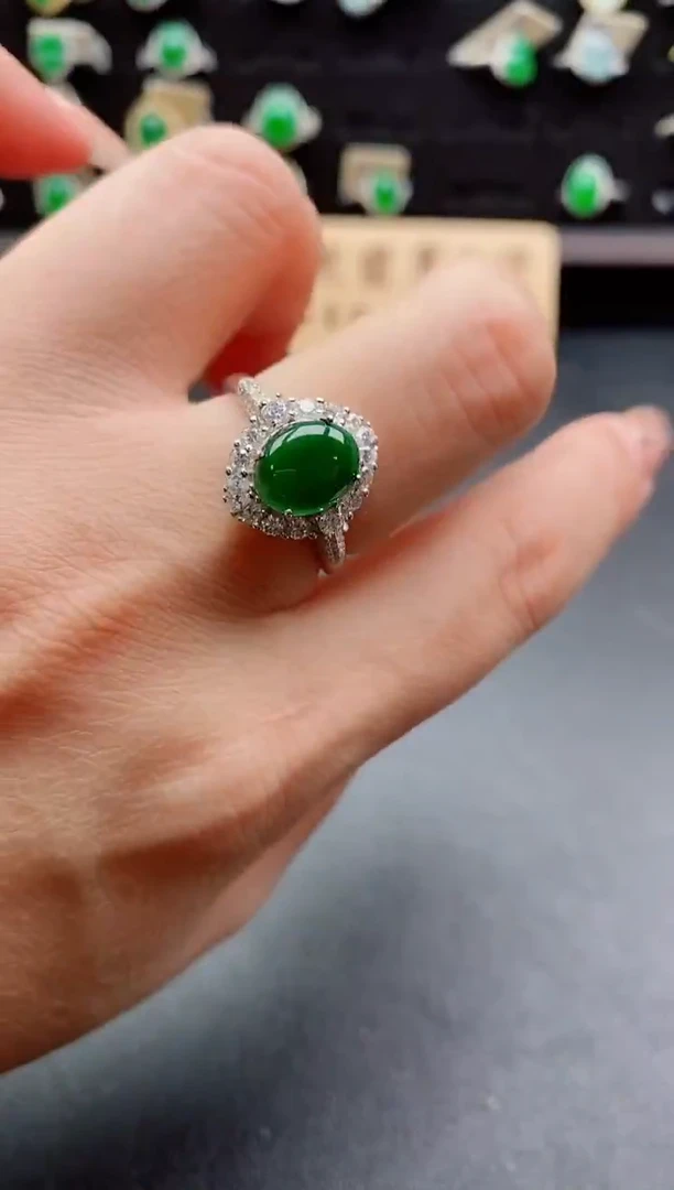 银S925镶嵌戒指翡翠122