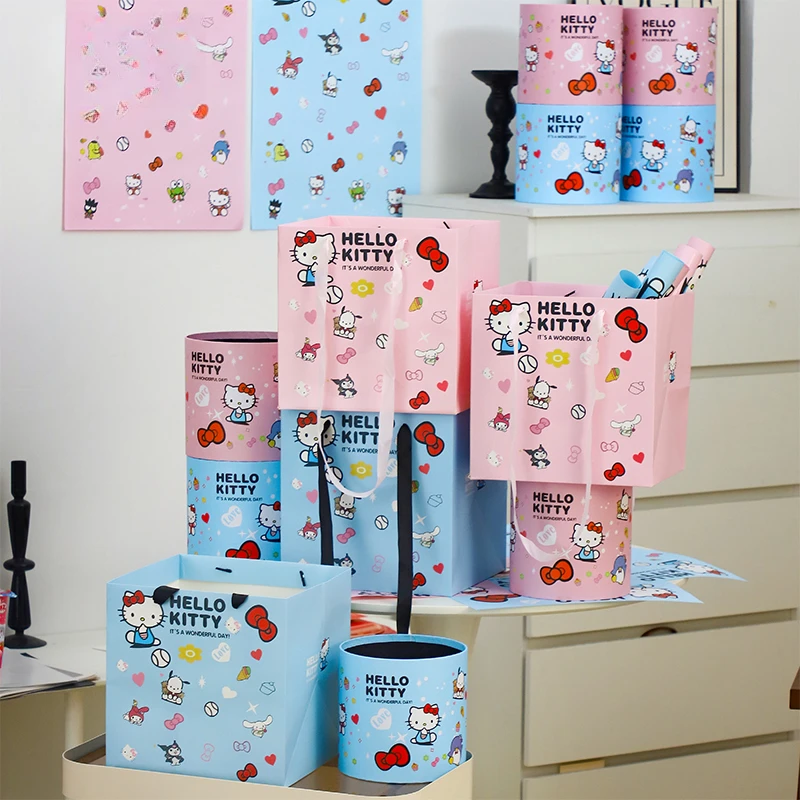 【花二妹】网红KT猫系列包装材料零食花束包装纸手提袋抱抱桶花店