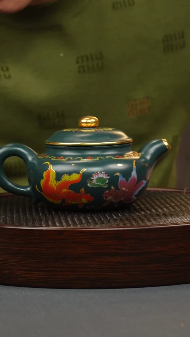 【闪购商品】紫砂茶壶九龄君子兰 仿古 锦鲤珐琅彩