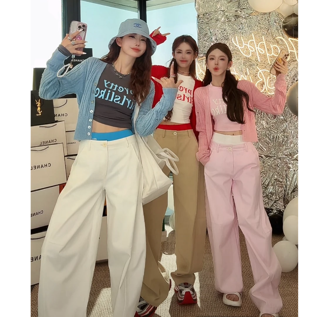 LI婉君 早春韩版减龄宽松阔腿百搭洋气休闲裤LWJ25A1K037