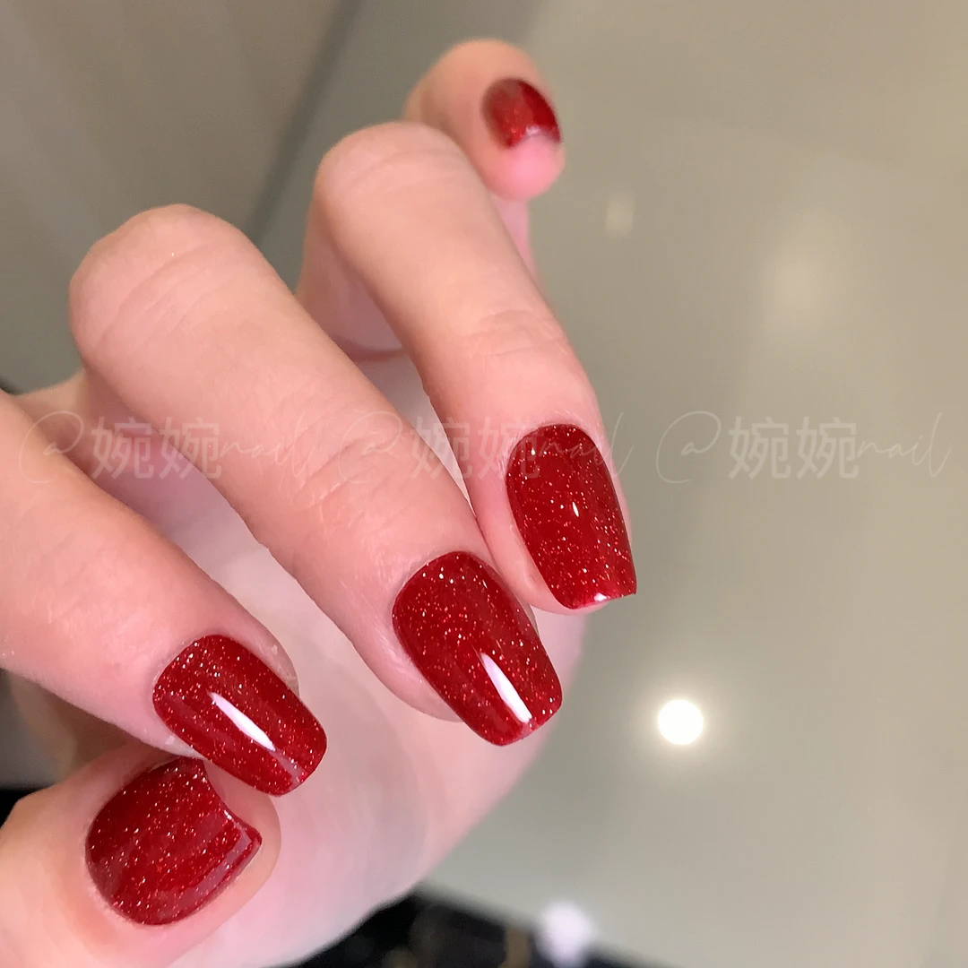 清！！！【聚会】纯手工红色闪闪百搭显白穿戴甲贴片