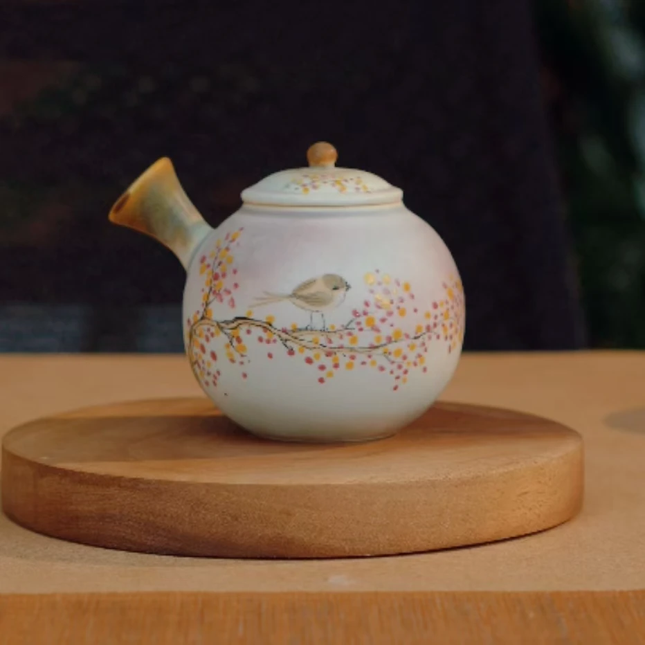 gb李辉熠春柴烧手绘复古正把壶陶瓷精美家用泡茶壶功夫茶壶