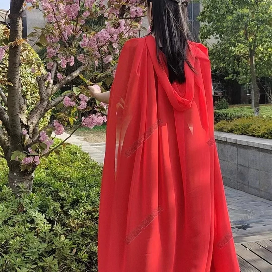新款连帽斗篷披肩旅游防晒丝巾拍照摄影汉服披肩9056