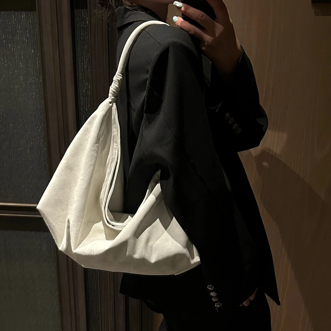 SUWAN小众个性复古慵懒软皮腋下大容量托特包通勤休闲百搭包包