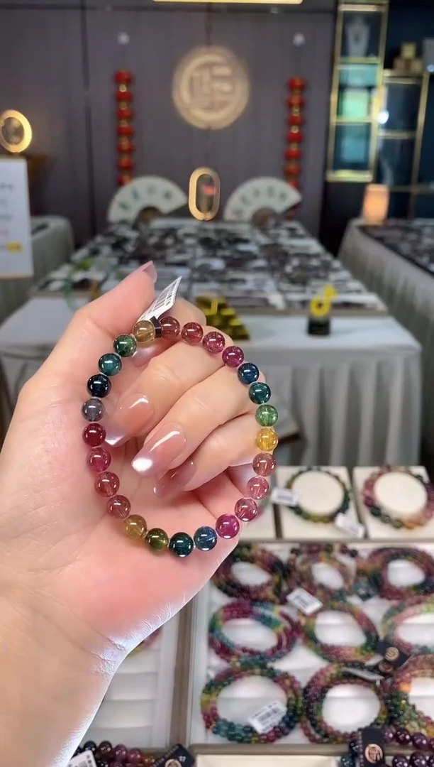 未镶嵌冰透体老矿碧玺单圈手串7mm+碧玺hon多样性发一条