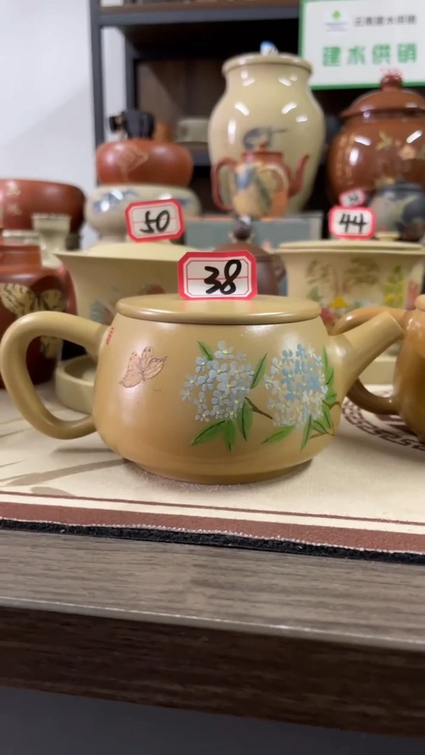 1****8建水紫陶白泥彩绘汉瓦壶