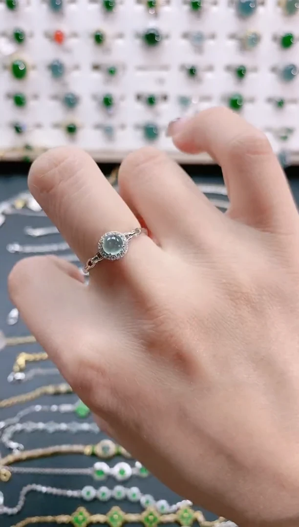 【闪购商品】翡翠戒指银S925镶嵌天然翡翠