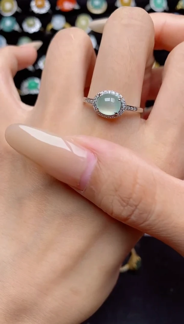 翡翠戒指银S925镶嵌.