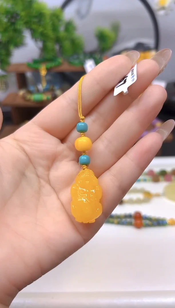 未镶嵌套链蜜蜡手机挂T67