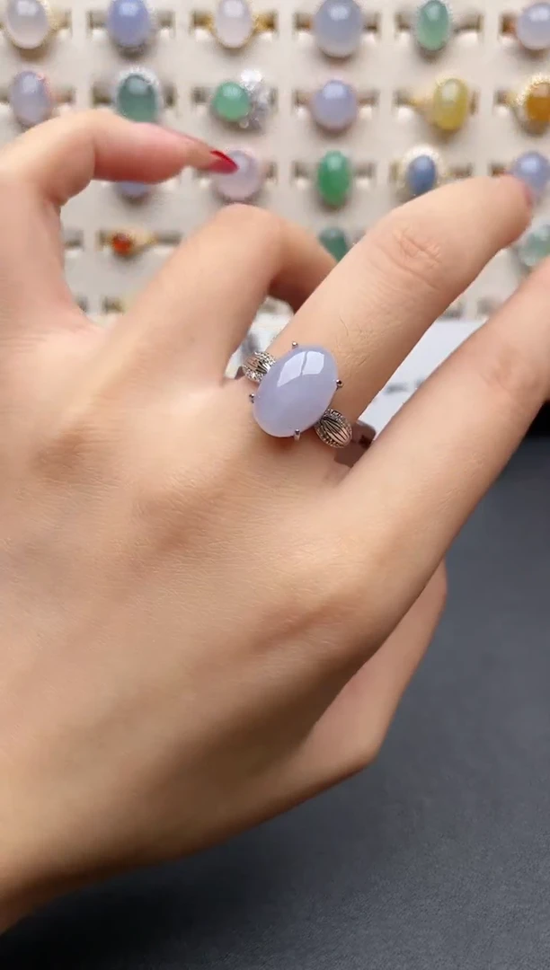 【闪购商品】翡翠戒指银S925镶嵌一物一证一礼盒