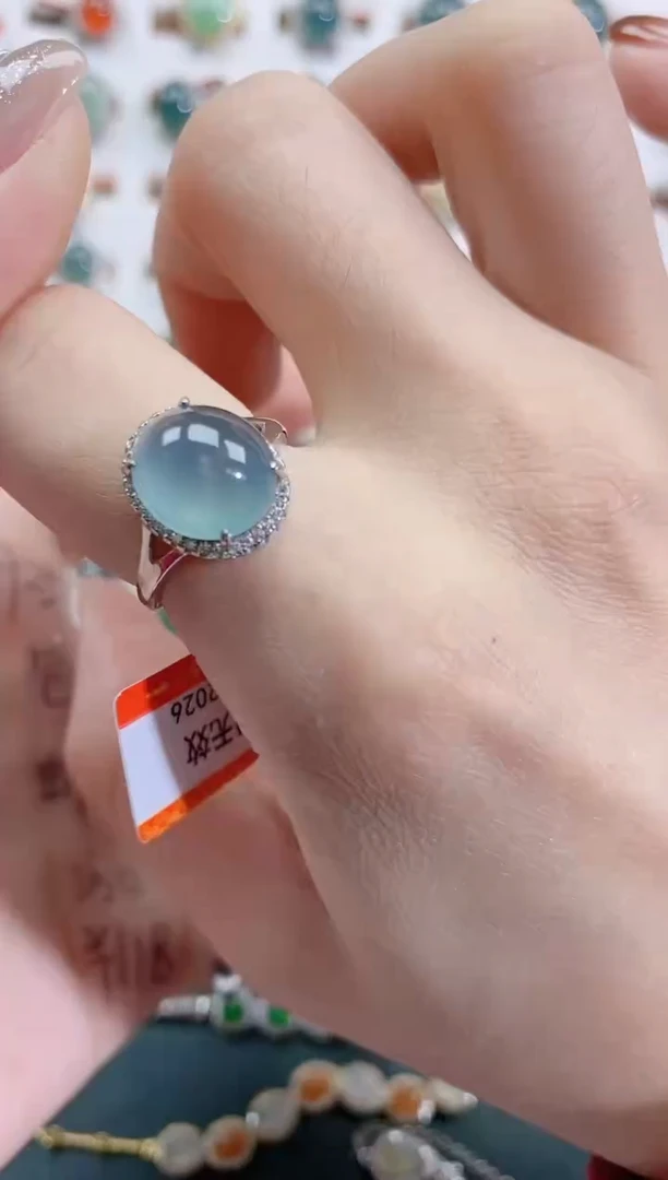 银S925镶嵌戒指翡翠天然翡翠