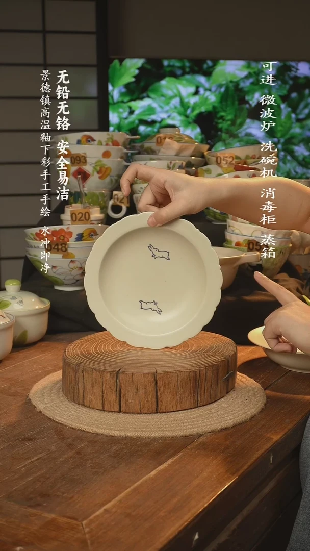 瓷景德镇高温瓷釉下彩手绘陶瓷