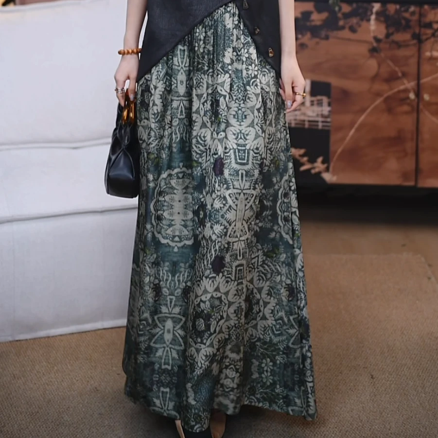 『星宇』100%桑蚕丝香云纱新中式气质极简风格半裙