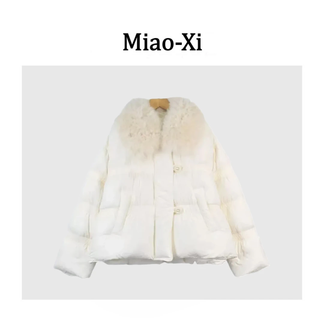 『PP-STUDIO』冬季新款时尚百搭设计款拼接毛毛领羽绒服*20253103