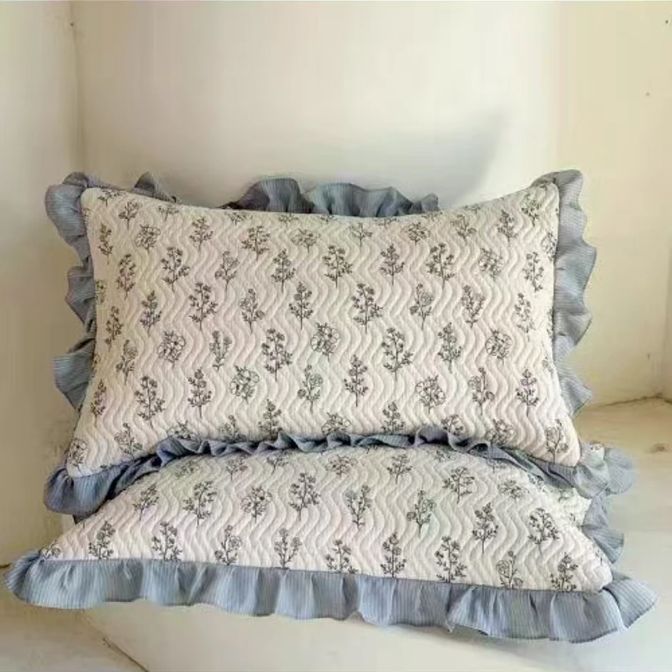 【淘家纺】微瑕水洗棉花边枕套一对装