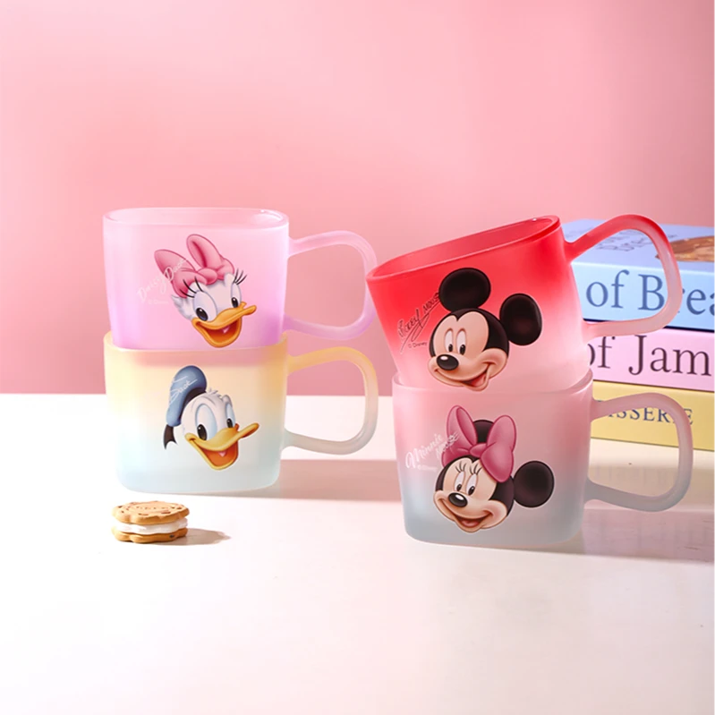 Disney迪士尼渐变磨砂方把手玻璃杯-礼盒装