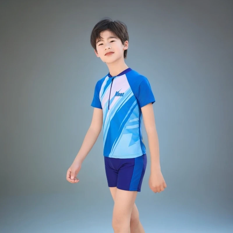 【清仓】儿童泳衣男童分体小中大童游泳衣学生孩速干卡通套装裤泳装