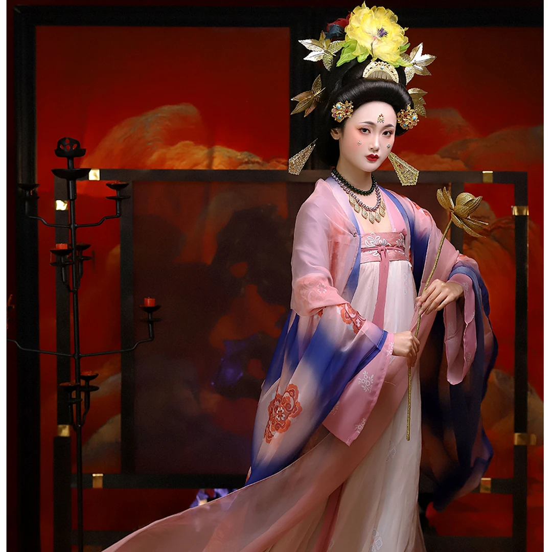 江山如画华姿仪赏2025年原创复原印花唐制齐胸襦裙大袖汉服古风