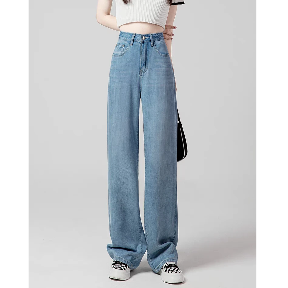 FDOA 福利清版 高腰浅蓝 阔腿牛仔 长裤 C008