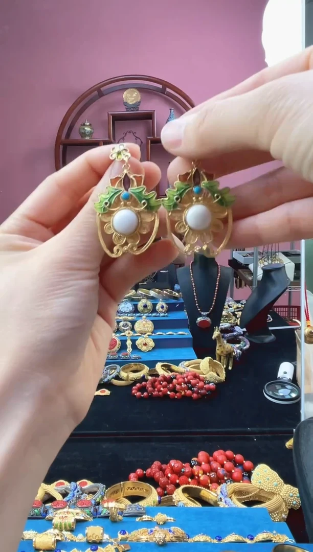 非遗花丝镶嵌 耳钉